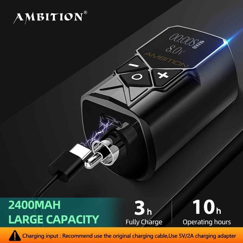 Ambition Torped Tattoo Machine Kit - Rotary Tattoo Machine Cartridges Short Pen with 2400mAh Tattoo Power Supply Brushless Motor for Professional Tattoo Artist