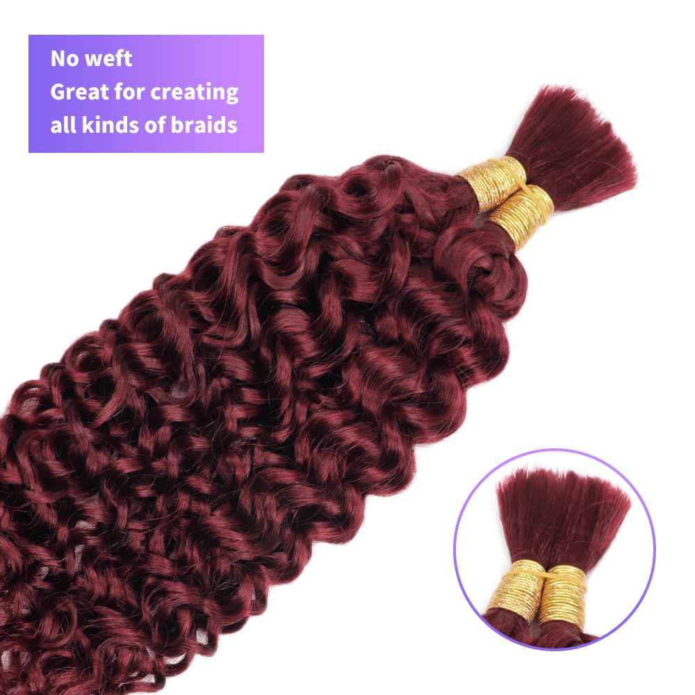 Human Braiding Hair Water Wave Bulk Human Hair For Braiding 100g (1pack-2bundles) No Weft 100% Unprocessed Virgin Human Braiding Hair For Boho Braids Water Wave Micro Braiding Human Hair 26inch #99J