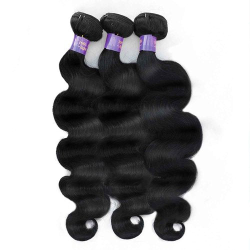 KAITHLYPO 12A Human Hair Bundles 14 16 18 Inch Body Wave 100% Unprocessed Brazilian Virgin 3 Bundles Weave Quick Wavy Human Hair Extensions for Women Natural Black