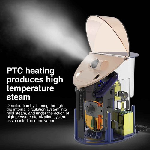 Facial Steamer DENFANY Nano Steamer Ionic Hot & Cool Mist Home SPA | 8 Steam Modes | Aromatherapy Basket | Digital LCD Screen | Extraction Set