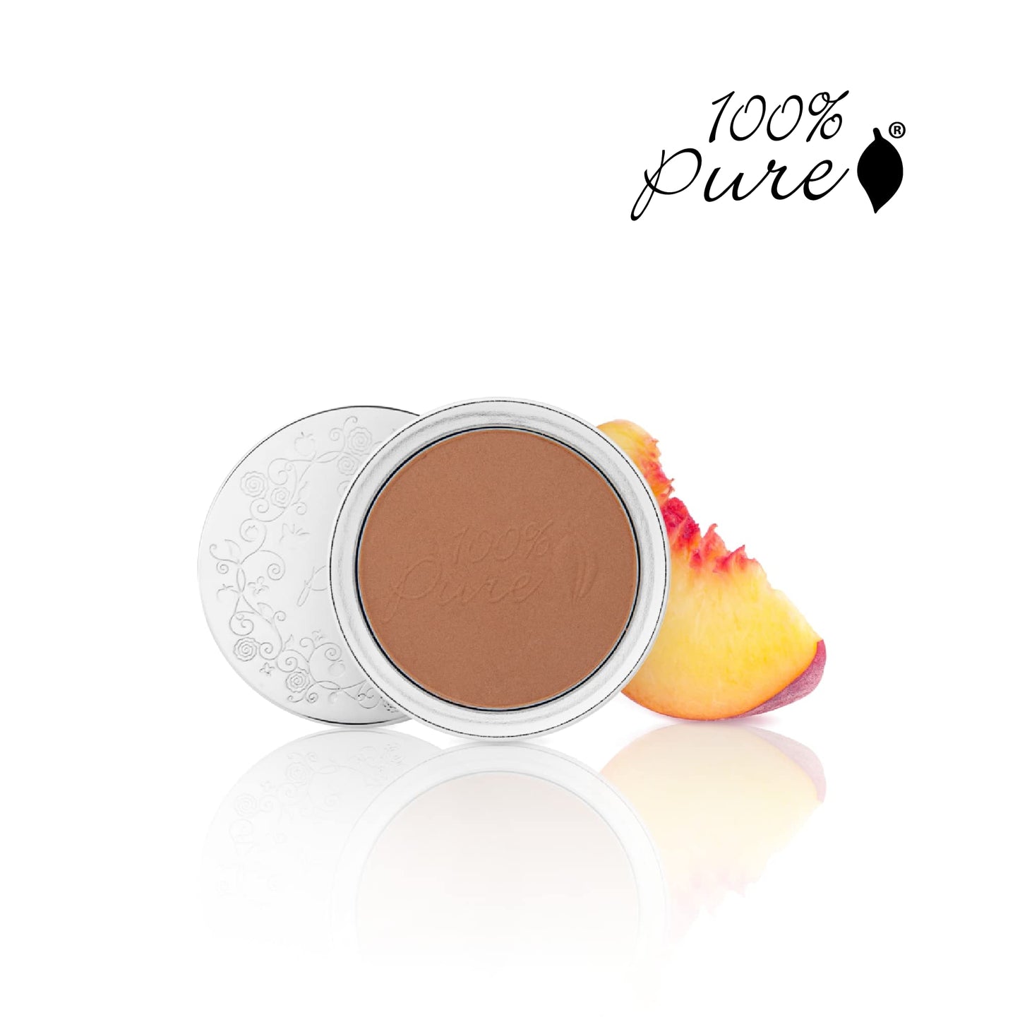 100% PURE Powder Foundation Matte Finish Face Makeup - Oil Absorbing Pressed Poreless Concealer - Vegan Fruit Pigmented Cocoa Color (Deep Shade w/Neutral Undertones) - 0.32 Oz