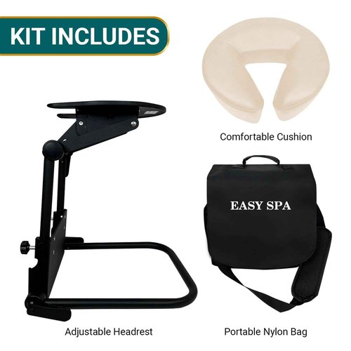 EASY SPA Home Mattress Top Massage Kit Adjustable Headrest with PU Face Down Pillow, Face Cradle for Massage Table, Massage Equipment (Beige)