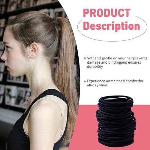 120 Pieces Black Hair Ties for Thick and Curly Hair Ponytail Holders Hair Elastic Band for Women or Men(4mm)