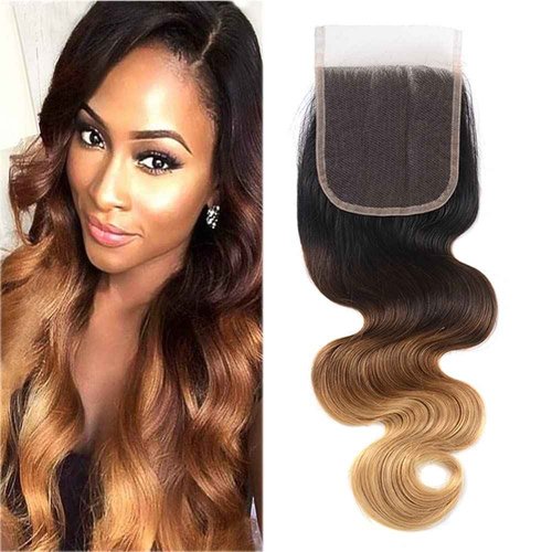 Ombre Closure Body Wave Lace Closure Ombre 1B 4 27 Human Hair 4X4 HD Transparent Lace Pre Plucked Bleached Knots Free Part With Baby Hair Same Day Delivery Long Ombre Lace Closure 20 Inch