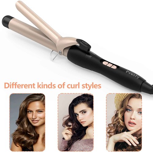 PRETFY 1 Inch Curling Iron with Ceramic Coating Barrel for Long/Medium Hair, 140-428℉ Adjustable Temperature, 30s Instant Heat, 110-240V Dual Voltage, Hair Waving Style Tool for Girls & Women