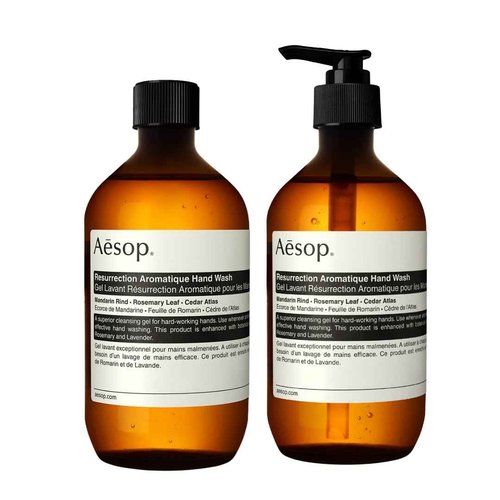Aesop Resurrection Aromatique Hand Wash & Refill | Non-Drying Gentle Gel Hand Wash with Orange, Rosemary and Lavender Oils | 16.9oz / 500mL (Pack of 2)