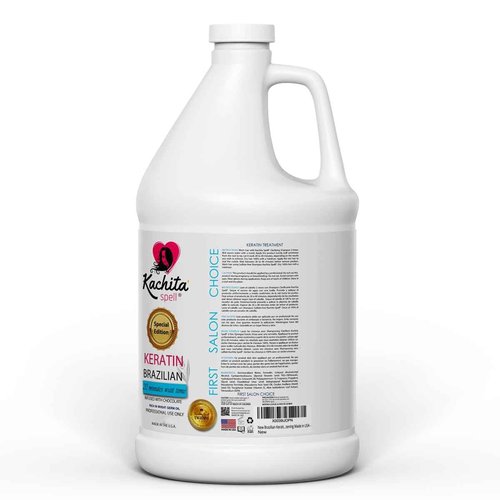 Kachita Spell New Brazilian Keratin Hair Treatment Chocolate LONG Lasting Keratin Treatment with Argan Oil Straightening Smoothing Professional Results All Hair Types Made in USA 128 floz - 1 Gal