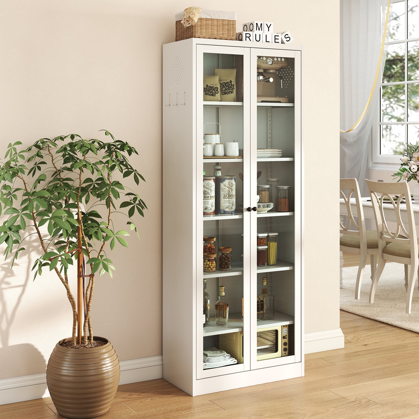 Metal Kitchen Pantry Cabinet - 72 Tall Storage With 5 Adjustable