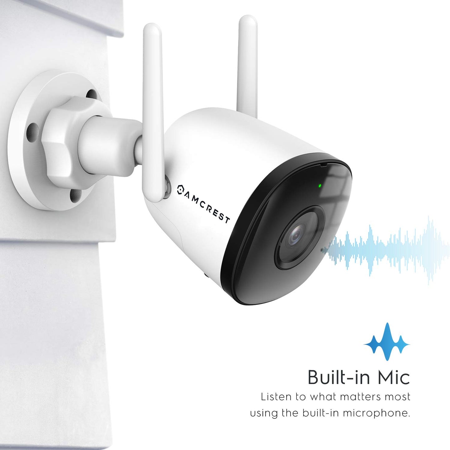 Amcrest SmartHome 4MP Outdoor WiFi Camera Bullet 4MP Outdoor Security Camera, 98ft Night Vision, Built-in Mic, 106° FOV, 2.8mm Lens, MicroSD Storage (Sold Separately), ASH43-W (White)