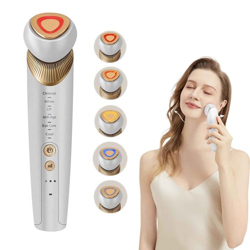 Yuonry 6-in-1 Age-Defying - Eye, Face & Neck Lift & Firm, 5-Color Light Therapy for Face with Microcurrent, Vibration, Heat & Cooling, Skin Care Tool for Youthful & Tightening Skin