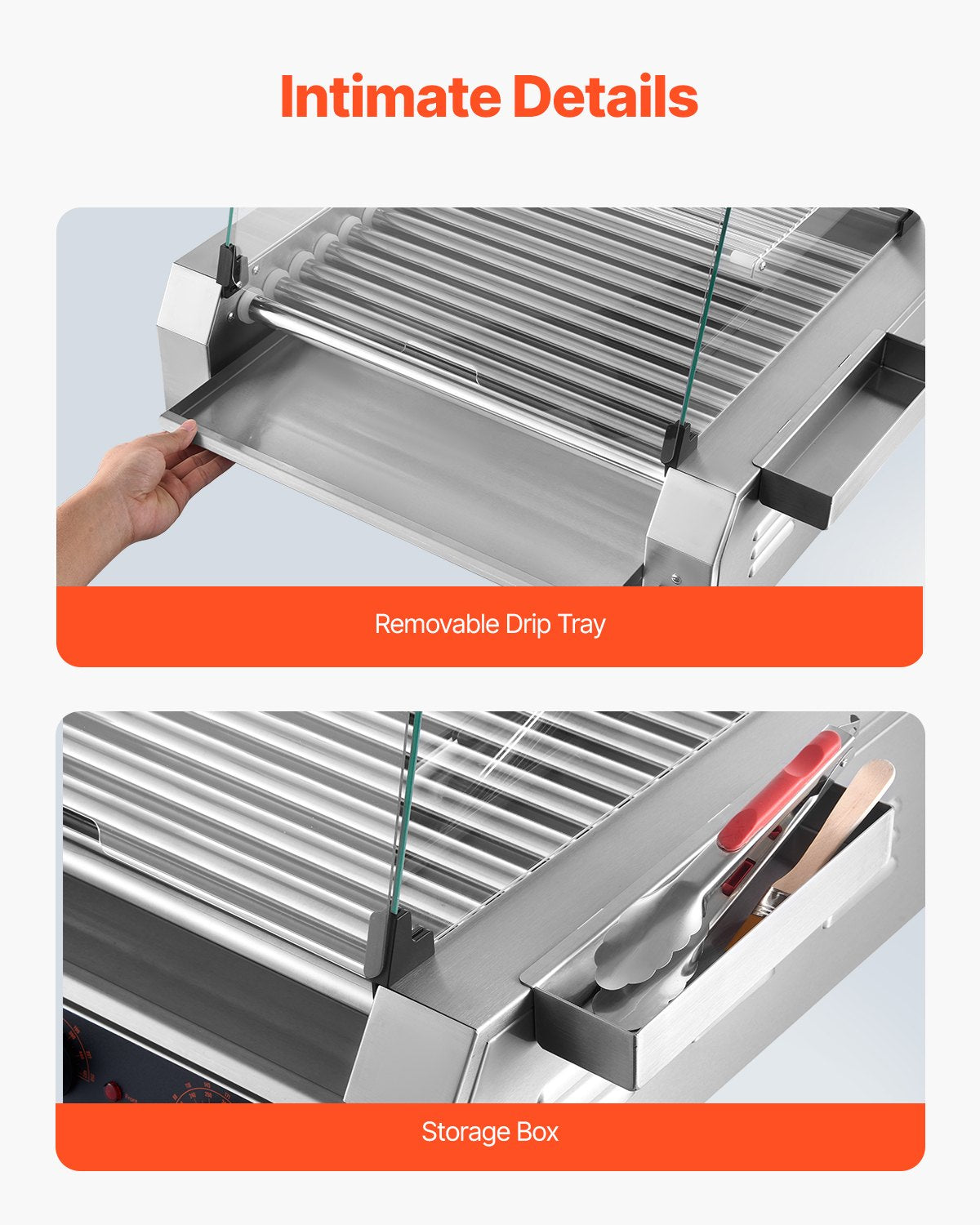 Electric Hot Dog Roller Grill 30 Hot Dog Capacity Commercial Stainless Steel Cooker