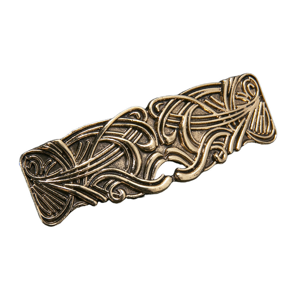Retro Metal Hair Clip Headpiece Ponytail Holder with Stripes - Gold & Silver