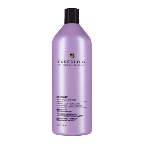 Pureology Hydrate Shampoo - For Dry or Color Treated Hair, Moisturizing Shampoo For Hydration & Softness, With Rose Extract & Green Tea, Vegan & Sulfate-Free, 33.8 Fl Oz