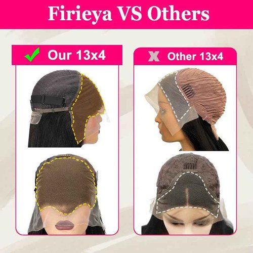 FIRIEYA 13x4 Deep Wave Lace Front Wigs Human Hair 180% Density HD Transparent Lace Frontal Wigs for Women Glueless Wigs Human Hair Pre-Plucked with Baby Hair 18 Inch