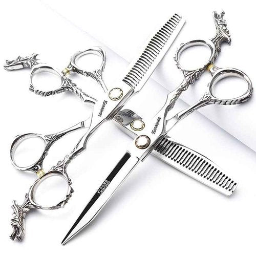 Sharonds 6/7 inch Professional Hair Cutting Scissors Set Hair Cutting Scissors Thinning Teeth Shears Set,Sliver Scissors,Barber,Salon,Hairdressing Scissors Kit,Japanese 440C Scissors (6-inch 3pc-A)