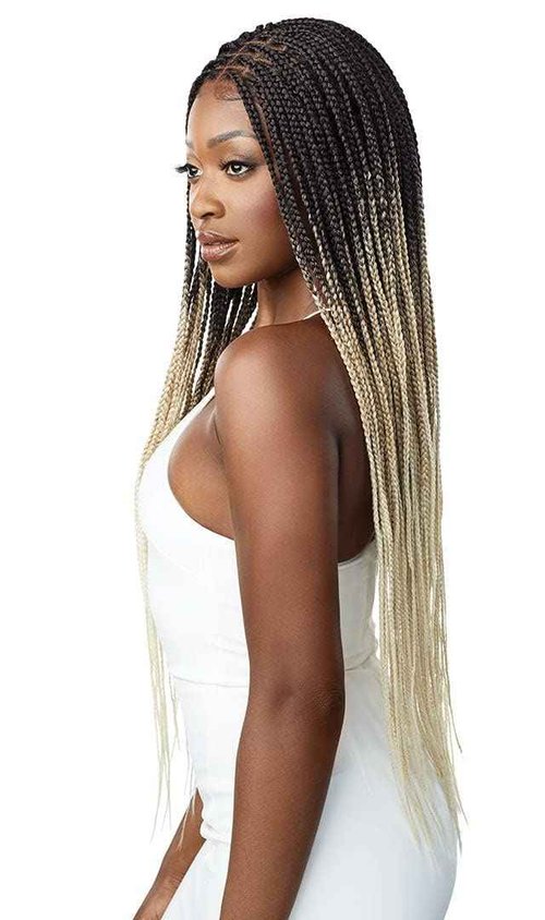 Outre 13x4 Lace Frontal Wig Pre Braided Knotless Box Braids HD Transparent KNOTLESS SQUARE PART BRAIDS (1B)
