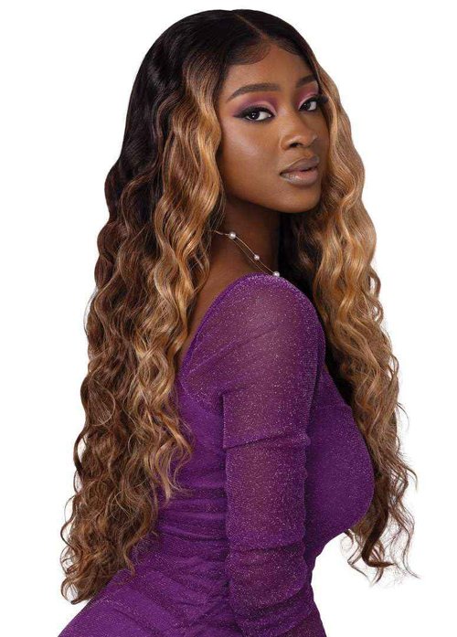 Outre Lace Front Wig - Perfect Hair Line 13X4 - Swoop Series - Swoop 7 (BURGUNDY FLAME)