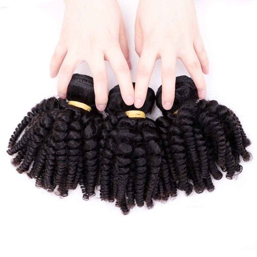 VIOLET Brazilian Human Hair Funmi Curly Hair 3 Bundles 12inches Same Size Unprocessed Virgin Hair Afro Kinky Curly Fummi Bouncy Curly Hair Weave Weft Extensions (12 Inch, Natural Black)
