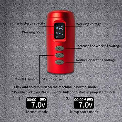 BRONC Magic Wireless Tattoo Machine Rotary Pen Style Supply Coreless Motor 1300 mAh Battery Power (Red)