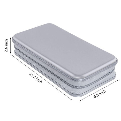 CD Case, Siveit DVD Case Holder 96 Capacity Hard Plastic CD DVD Disc Cases Storage Binder Wallet for Car Home Office Travel (Grey)