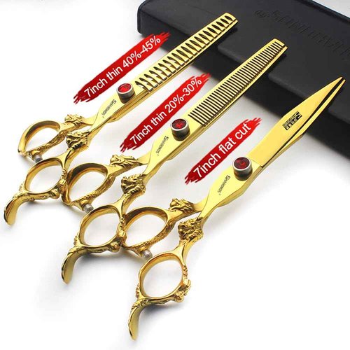 7" 7.5" 8"9" Professional Hairdressing Scissors Barber Salon Hair Cutting Dragon Shears (Large). (7 inch 3pc-B)
