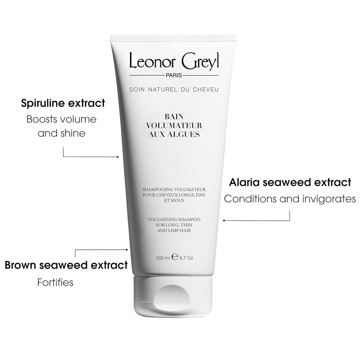 Leonor Greyl Volumizing Shampoo – 6.7 oz for Fine, Long Hair | Delivers Luxurious Volume & Shine | Enriched with Seaweed & Plant Proteins | Vegan, Sulfate-Free