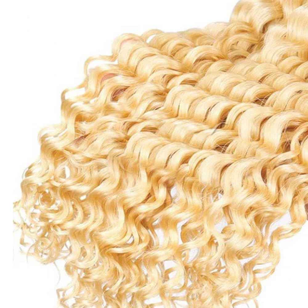 30 32 34 Inch 613 Bundles Human Hair Blonde Kinky Curly Bundles 8A Brazilian Virgin Remy Mixed Length 613 Blonde Bundle Hair Weave