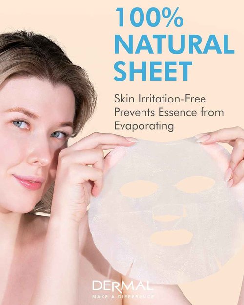 DERMAL Hyaluronate Collagen Essence Facial Mask Sheet 23g Pack of 100 - Hydro Boost Moisturizing for Dry Skin, Smoothing Fine Lines Wrinkles, Daily Skin Treatment Solution Sheet Mask