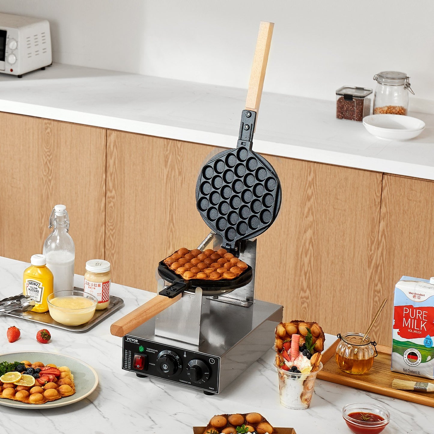 Commercial Bubble Waffle Maker 1400W Egg Pancake Baker Machine Non-Stick