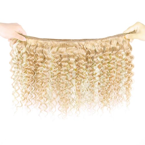 613 Human Hair Bundles Blonde Deep Wave Bundle 613/27 Human Hair Bundle 20 22 24 inch Honey Blonde 3 Bundles 300g