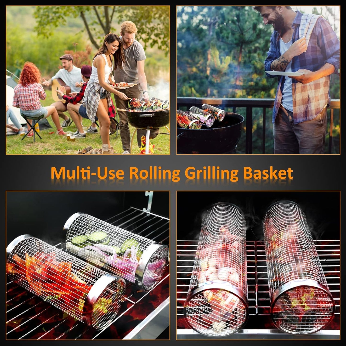 304 Stainless Steel Grill Basket Set - BBQ Accessories for Men