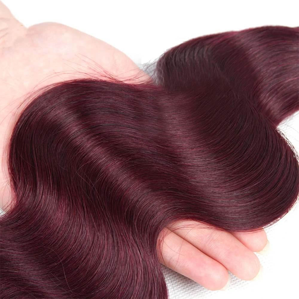 Giginger Bundles Human Hair Burgundy 99J Body Wave Human Hair Bundles 16 18 20 inch Wine Red Unprocessed Quick Weave Soft Sewn In Hair Extensions for Black Women