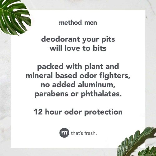 Method Mens Aluminum-Free Deodorant, Cedar & Cypress, 2.65 Ounce (Pack of 6)