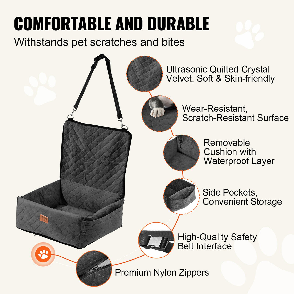 Dog Booster Car Seat for Small to Medium Dogs Up to 40 Lbs Black