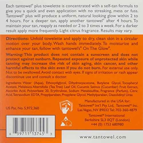 Tan Towel Full Body Plus Creme, 15 Count