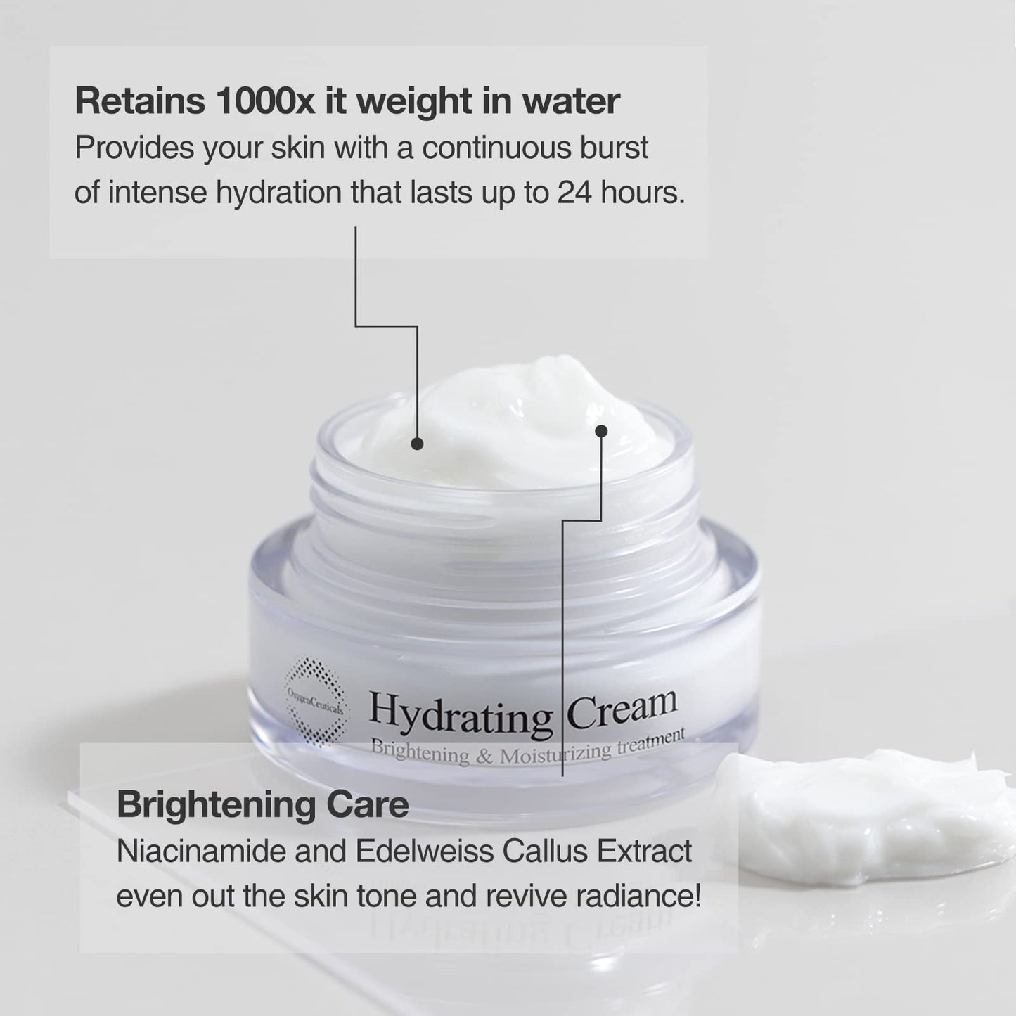 OxygenCeuticals Hydrating Cream – Radiance Moisture Cream with Edelweiss Callus Extract, Niacinamide & Sclerotium Gum, Tone-Up, Radiance & Hydrating Care for Dull, Dry Skin. 1.69 fl.oz (50ml)