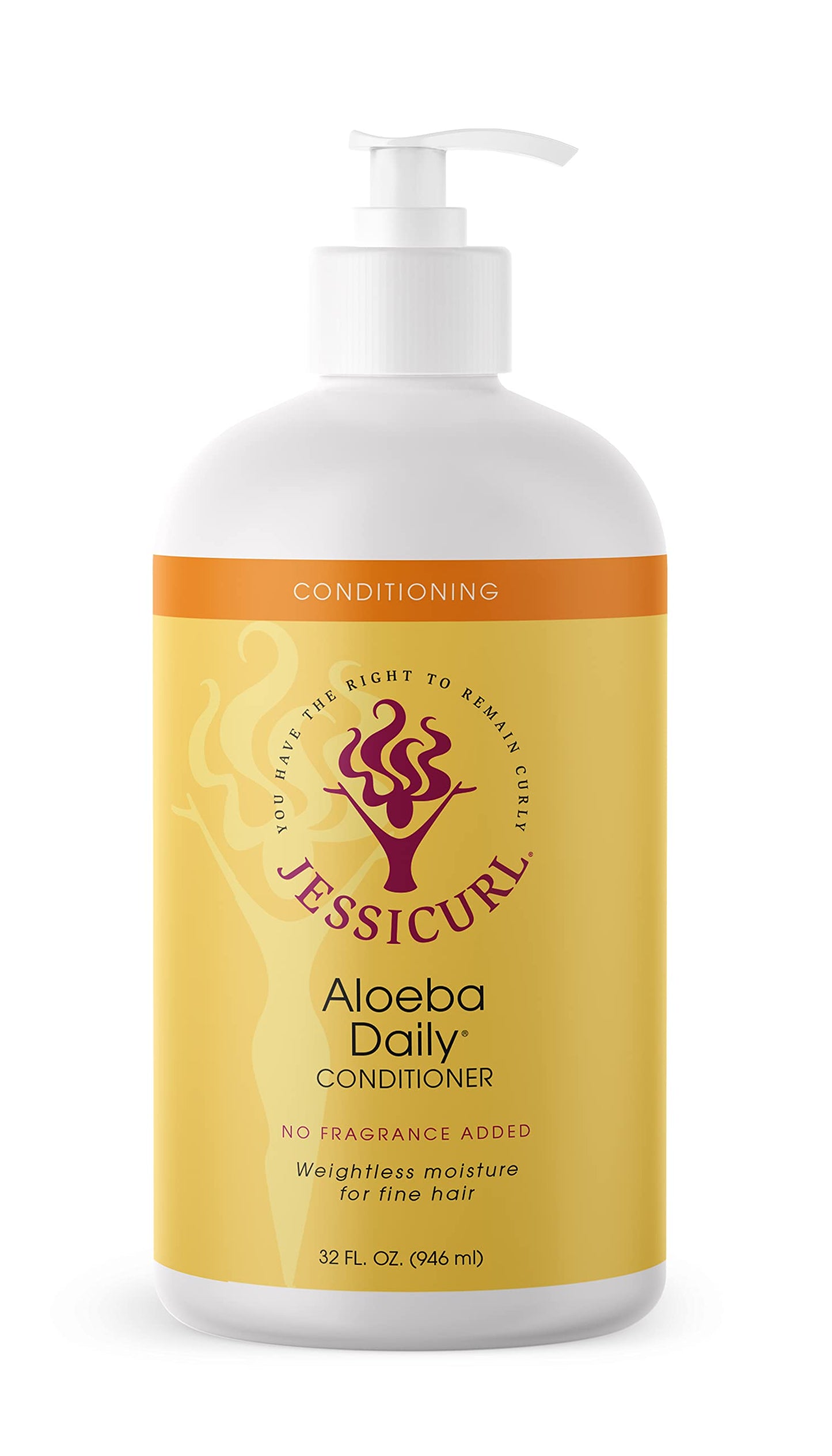 Jessicurl Aloeba Daily Conditioner for Curly Hair, No Fragrance Added, 32 Fl Oz Leave In Conditioner and Detangler for Fine Hair