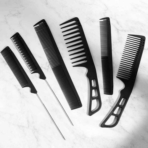 Olivia Garden CarbonLite carbon comb 6-pc pouch: 1 x CL-1, 1 x CL-2, 1 x CL-3, 1 x CL-4, 1 x CL-5, 1 x CL-6