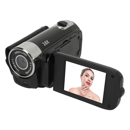 1080PDigital Camera, 16MP Camcorder with 2.4 Inch Rotatable Screen, 16X Zoom HD Video Recorder with Fill Light, Video Camera Built in Battery (Black)