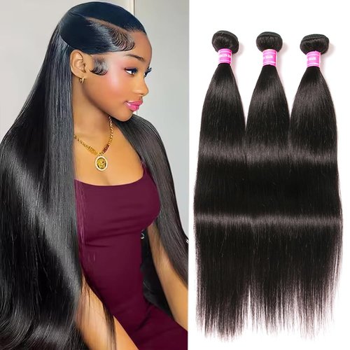 12A Brazilian Straight Human Hair 3 Bundles 18 20 22 Inch Straight Bundles Human Hair 100% Unprocessed Virgin Hair Weave Bundles Natural Color for Women（18 20 22）