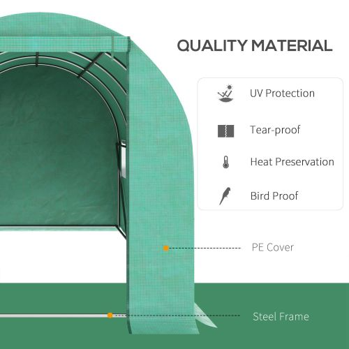 Walk-In Greenhouse with Steel Frame & Polyethylene Cover - 15x7x6.5 ft, Green