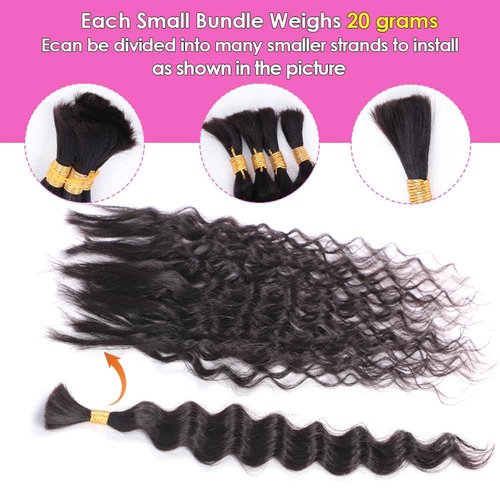 Yamikk Human Braiding Hair for Boho Braids No Weft 18 Inch Curly Boho Hair for Braiding Knotless 12A Deep Wave Bulk Bohemian Human Hair 1 Bundle/80g
