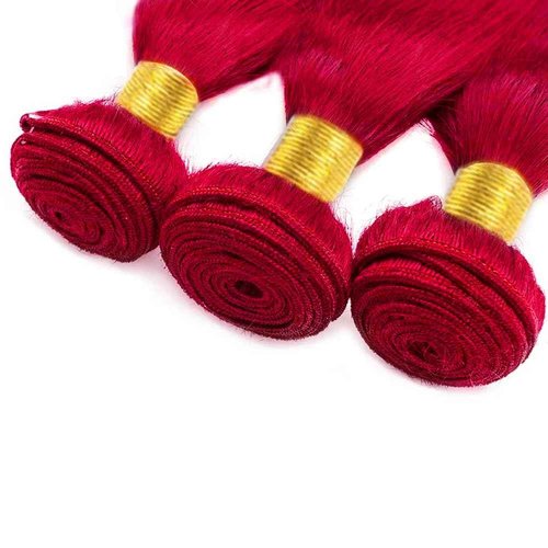 Red Human Hair Bundles Red Straight Bundles Hair Weave 28 30 32 Inch 8A Brazilian Virgin Remy Hair 3 Bundles Double Weft Soft Real Human Hair Extensions