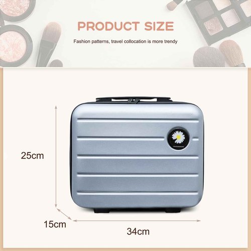 HAHONIA 16 inches Large Capacity Hard Shell Cosmetic Case with Zipper and Handle Makeup Travel Case for Women Girl Silver gray