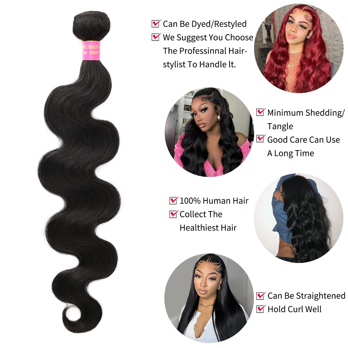 30 Inch Bundles Human Hair Body Wave 12A Brazilian Virgin Human Hair 1 Bundle 100% Unprocessed Quick Weave Hair Extensions Natural Black