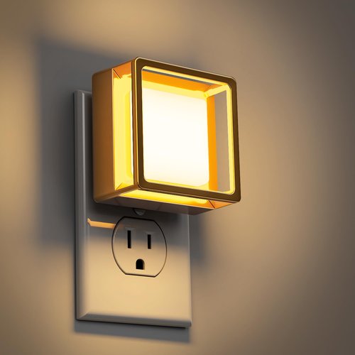 DORESshop Night Light, Night Lights Plug into Wall,2 Pack 3000K LED Nightlight with Adjustable Brightness, Automatic Night Light Plug in with Light Sensor for Bathroom Hallway Room Decor, Gold