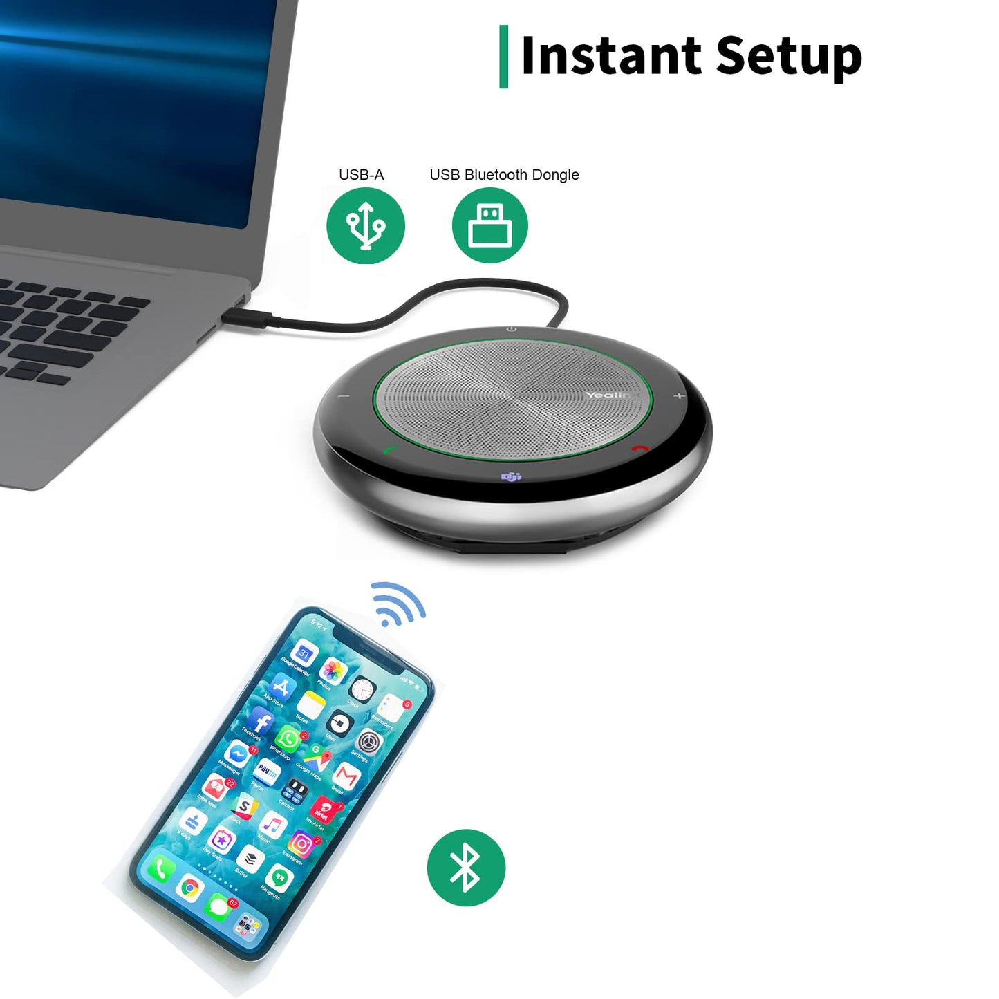 Yealink CP700 Bluetooth Speakerphone with Dongle Teams Certified, Portable Conference Speaker and Microphone for Meeting, Softphone, Unified Communications Platforms,360° Voice Pickup,9H Talk Time