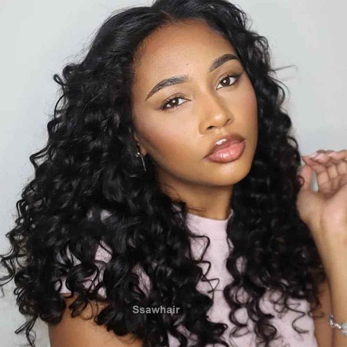 Ssawhair Deep Wave Crochet Human Hair Knotless Pre-Separated Deep Curly Human Hair With String Pre-Looped Reusable Feather Crochet Hair Extensions 16Inch 120g 100Strands