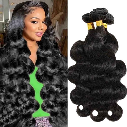 Aptatuse Body Wave Bundles Human Hair 20 22 24 Inch 12A Human Hair Bundles 100% Unprocessed Brazilian Raw Virgin Hair Extensions 3 Bundles Natural Black