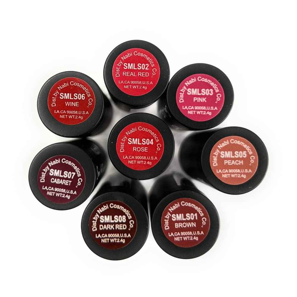 48 pcs 8 Colors Nabi Semi Matte Lipstick, Smooth Application and Won’t Dry Out Lips, Included Display Box (Wholesale Lot)